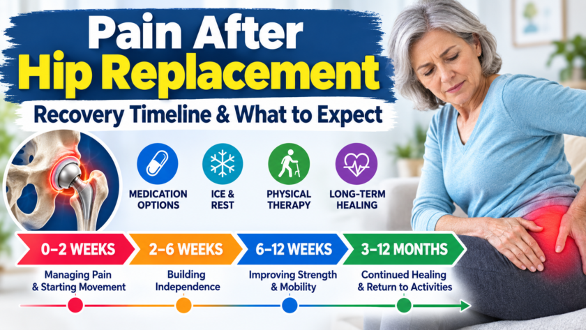 What is normal pain after hip replacement surgery